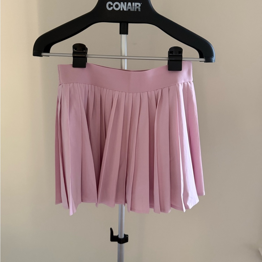 Aritzia Pink Pleated Skater Mini Skirt
